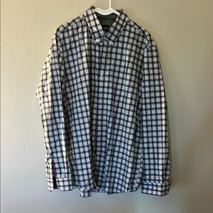 Hugo Boss Black and White Checkered Casual Button Down Shirt